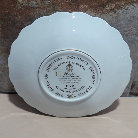 Royal Worcester The Birds of Dorothy Doughty Dessert Plate Redstarts and Beech 1 - Picture 12 of 14